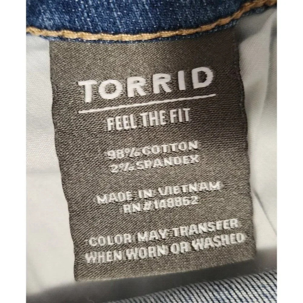 Torrid Women's Button Fly Stretch Denim Jean High Rise Shorts Distressed Size 22